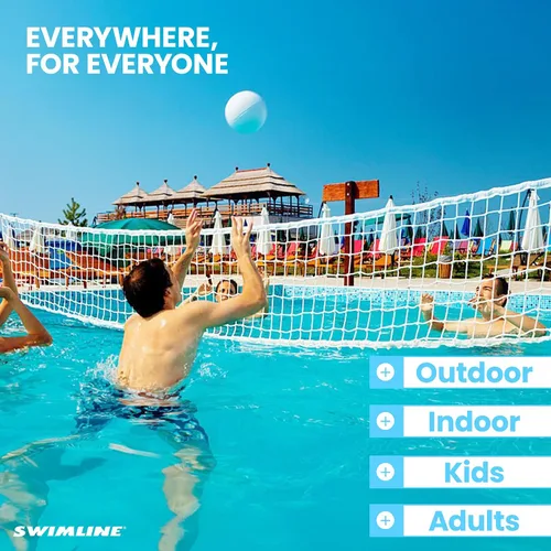 Miniatura 2 de SWIMLINE Juego original de red de voleibol de piscina con pelota ajustable de hasta 34 pies de ancho para niños y adultos 2 bases estables