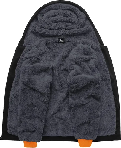 Miniatura 69 de SCODI Sudaderas con capucha para hombre, forro polar pesado, cremallera completa, forro de sherpa grueso, chaqueta con capucha