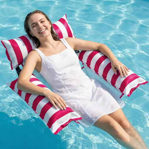 Miniatura 10 de Jasonwell Flotadores inflables para piscina para adultos – Flotadores de tela para piscina, silla flotante para lago, playa, tumbona flotante