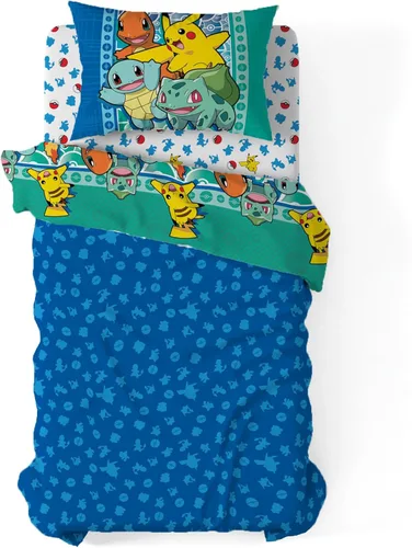 Miniatura 6 de Northwest Juego de cama individual en una bolsa – Diseño Pokémon First Starters – Juego de cama de 5 piezas con edredón, sábana bajera, sábana