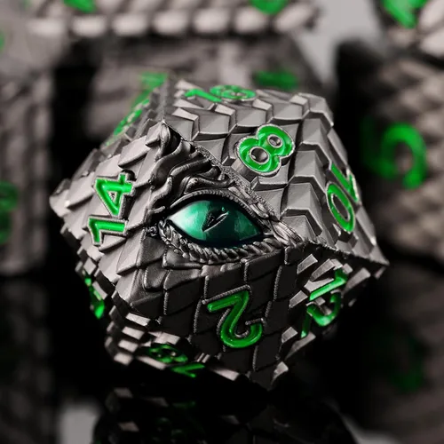 Miniatura 29 de 1 dado de metal D20 DND – Dados poliédricos gigantes metálicos de 20 caras, dados grandes de 1.378 in de ojo de dragón para juego de mesa