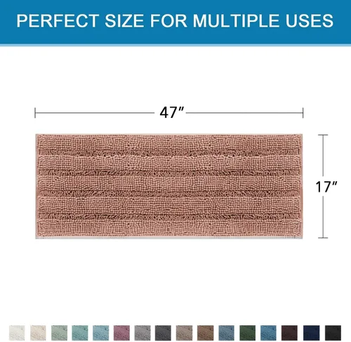 Miniatura 465 de H.VERSAILTEX Alfombras de baño para cuarto de baño, antideslizantes, tapetes de baño extragruesos, de felpilla, a rayas, alfombra de 20" x 32