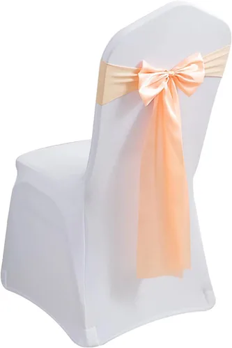 Miniatura 6 de Paquete de 100 bandas de elastano para silla, lazos de satén de color azul para bodas, eventos, banquetes, hoteles, hogar y cocina, 100