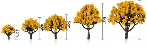 Miniatura 3 de 20 piezas de árboles modelo de plástico falsos árboles de tren paisaje ferroviario para bricolaje micro paisaje bonsái 3CM-8CM (naranja)