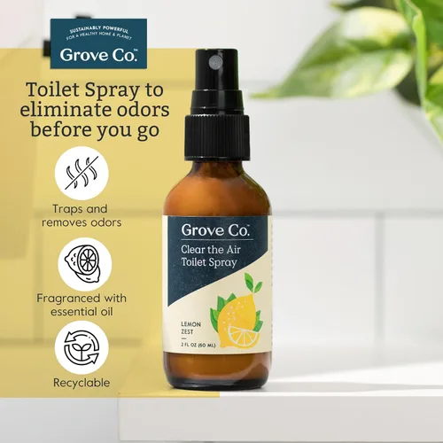 Miniatura 3 de Grove Co. Clear the Air - Aerosol para inodoro, ambientador de baño (2 onzas líquidas), eliminador de olores para olores fuertes, aroma 100% natural