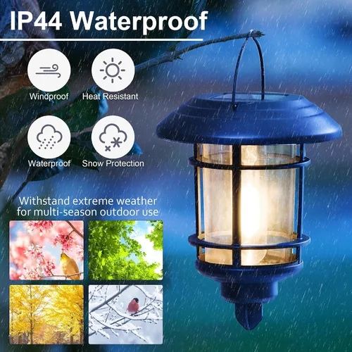 Miniatura 7 de Dynaming - Juego de 6 luces solares de doble uso para caminos al aire libre, lámparas colgantes solares de jardín con bombilla Edison, iluminación