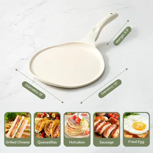 Miniatura 9 de Redchef Sartén antiadherente para crepas, sartén plana de cerámica de 10 pulgadas para Roti Dosa Tawa Comal para tortillas, sartén para panqueques