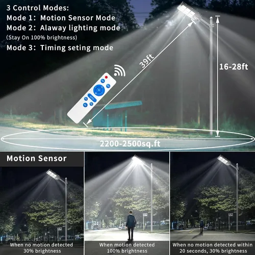 Miniatura 3 de JAYNLT Luces de calle solares de 3000 W para exteriores, 6500 K 298000 lm luces solares de estacionamiento de lúmenes más altos, luces de seguridad