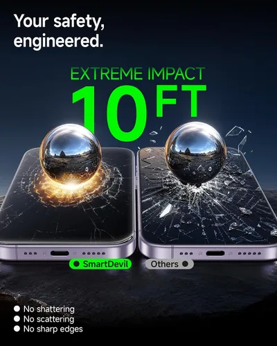 Miniatura 4 de SMARTDEVIL Corning™ Protector de pantalla accesorio para iPhone 17 - Diseño de alineación OnePress, vidrio templado reforzado 10H con precisión