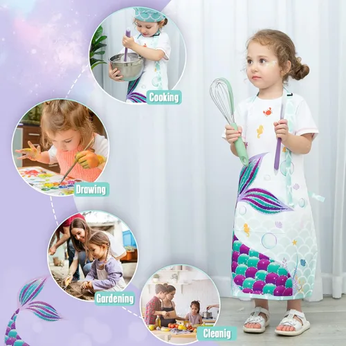 Miniatura 4 de Kids Apron Set with Pocket Adjustable Strap Baby Toddler Bib Apron