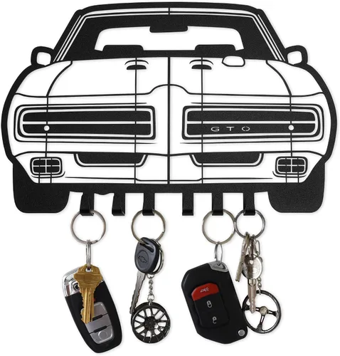 Miniatura 29 de MOOH Llavero de metal para automóvil con 6 ganchos, decoración única de pared para hombres y mujeres, decoración de cueva de hombre genial