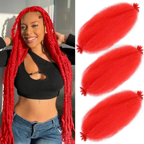 Miniatura 47 de Cabello afro trenzado elástico de 24 pulgadas 3 paquetes Cabello afro trenzado elástico Cabello afro para trenzado en crochet (24 pulgadas