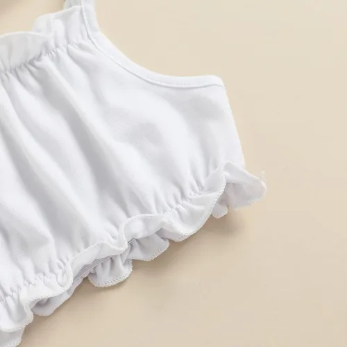 Miniatura 114 de TheFound Trajes de verano para niñas pequeñas, sin mangas, de punto acanalado, halter, pantalones cortos, ropa para recién nacidos, conjunto de 3