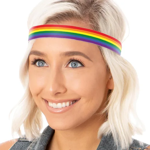 Miniatura 2 de Hipsy Banda para el cabello ajustable antideslizante clásica arco iris, paquete de 3