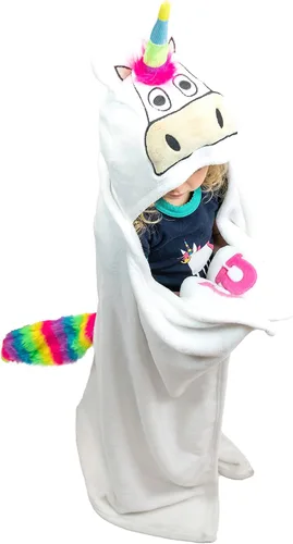 Miniatura 20 de Manta con capucha portátil Lazy One para niños, manta con capucha de animales (lobo)