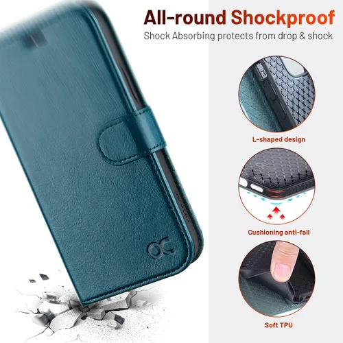 Miniatura 6 de OCASE Compatible con Funda iPhone 12/Compatible con Funda Billetera iPhone 12 Pro, Funda de Cuero PU con Tapa y Portadores de Tarjetas con Bloqueo