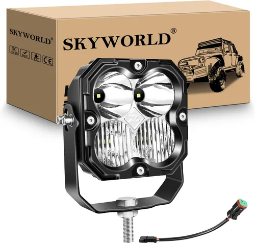 Miniatura 16 de SKYWORLD Luz LED Cuadrada Tipo Pod de 4.3 pulgadas, 30W 2500 LM, Luz Antiniebla de Conducción Todoterreno para Carro 4x4 Camión UTE ATV Barco