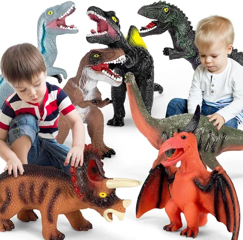 Kissdream Juguetes de dinosaurio gigante de 7 piezas, juguete de dinosaurio grande para niños, juguetes de dinosaurio gigante realistas para niños