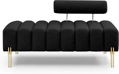 Miniatura 3 de NIOIIKIT Sofá loveseat moderno de 53.2", sofá de acento tapizado con patas doradas y respaldo ajustable, pequeños sofás de felpa teddy para Peluche