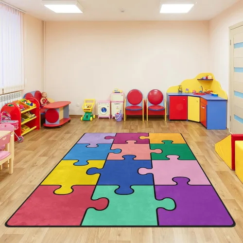 Miniatura 50 de Alfombra para Niños, Alfombra de Oruga Arcoíris ABC Letras del Alfabeto Tapete Educativo - 5x7 Pies Alfombra de Área de Aprendizaje con Respaldo