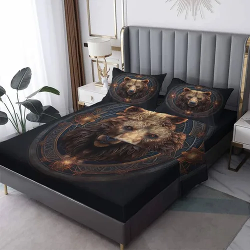 Miniatura 11 de Bear Sheets - Juego de sábanas de tamaño individual, sábanas de microfibra suave y bolsillo profundo, sábanas y fundas de almohada estampadas sin