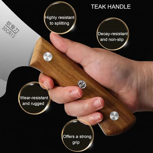 Miniatura 5 de Cuchillo Cuchilla de Carnicero para Cortar Carne y Hueso Hecho a Mano, Hachas de Carnicero de Servicio Pesado, Cortador de Huesos Forjado a Mano