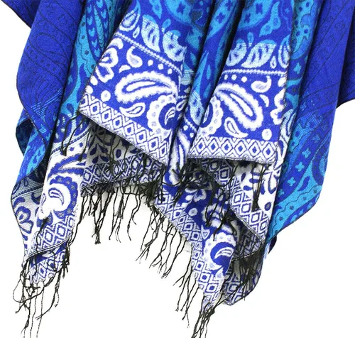 Miniatura 5 de Poncho con flecos, con estampado vintage, estilo retro, a la moda, para mujer. Capa, chal.