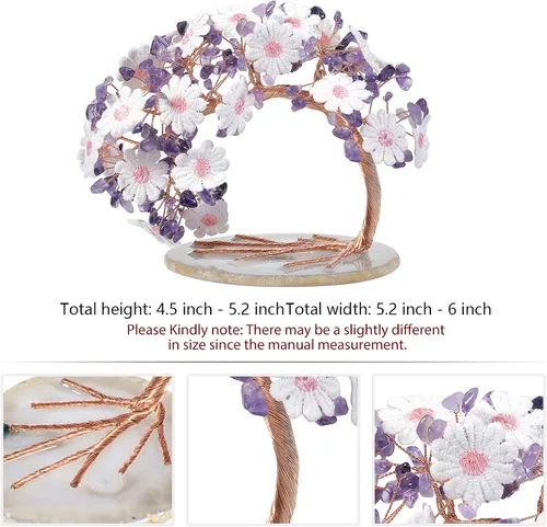 Miniatura 2 de rockcloud Árbol de dinero de cristal de amatista con base de ágata, árbol de la vida de piedras preciosas Feng Shui para decoración de escritorio