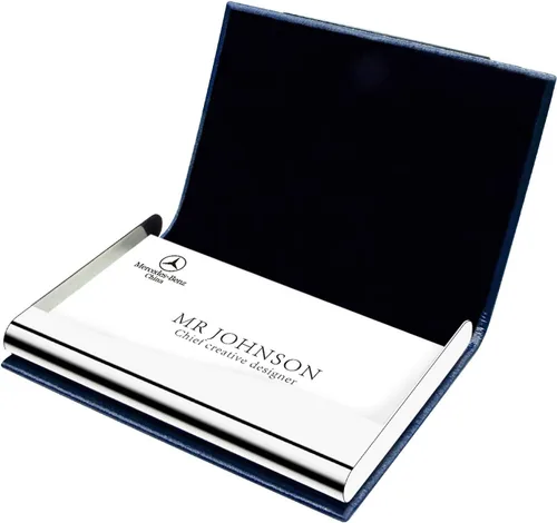 Miniatura 5 de Padike - Tarjetero para tarjetas de presentación, billetera de cuero sintético con protección RFID, V-Azul, unisex azul (V-Blue)