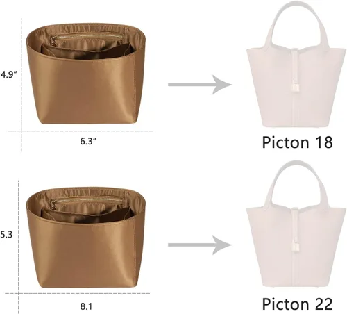Miniatura 2 de ZTUJO Picotin 18 Organizador Hermes, inserto de bolsa de picotín, organizador de lujo para bolso, suave como la seda, se adapta a picotina 18