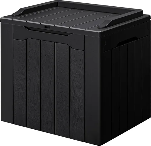 Miniatura 9 de GUNJI Caja pequeña de 30 galones para exteriores, impermeable, de resina, contenedor de almacenamiento con cerradura, caja de entrega de paquete