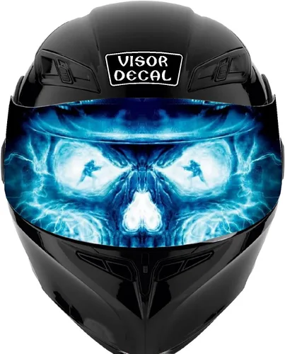 Miniatura 11 de Calcomanía de visera de calavera para casco compatible con: Icon Shoei Bell HJC Scorpion AGV V2 (V25 Skull)