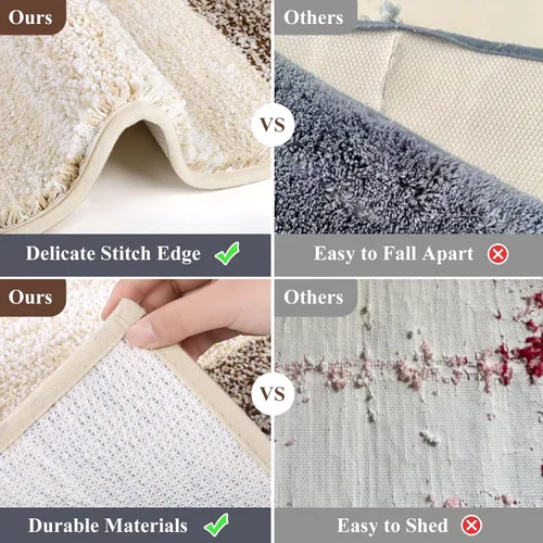 Miniatura 2 de Vaukki Juego de 5 alfombras de baño, antideslizantes, de microfibra peluda, absorbentes, lavables, para bañera