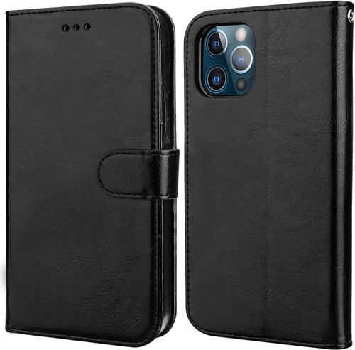 Miniatura 3 de Bocasal Funda tipo cartera desmontable para iPhone 13 Pro Max con bloqueo RFID, ranuras para tarjetas, soporte de cuero PU premium, soporte Negro