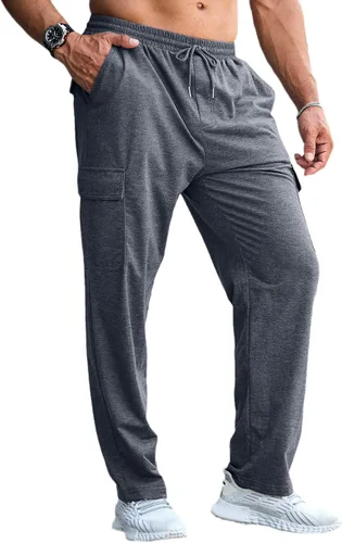 Miniatura 8 de CTU Pantalones deportivos holgados de moda para hombre, ligeros, para entrenamiento, pantalones deportivos con parte inferior abierta con bolsillos