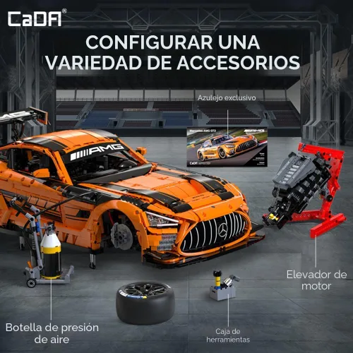 Miniatura 6 de CaDA Master C64008W Mercedes-AMG GT3 - Juego de construcción a escala 1:8 – 5466 piezas con licencia oficial de Supercar, kit de bloques