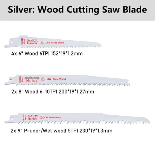 Miniatura 4 de Paquete de 12 hojas de sierra recíproca de metal, hojas de sierra de podar de madera para sierras recíprocas/Sawzall, cuchillas BI-M42 Sawzall