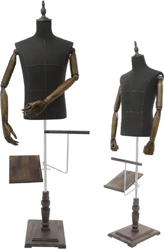 Miniatura 10 de Forma de vestido de maniquí masculino con soporte, cuerpo de maniquí de altura ajustable con estante desmontable para pantalones y soporte