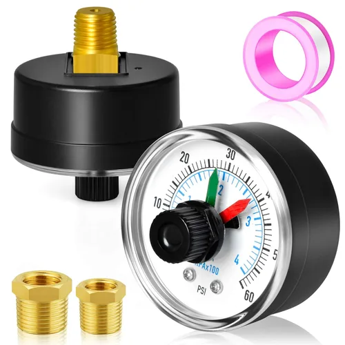 Miniatura 12 de MEANLIN MEASURE Caja de manómetro NPT de 0-60 Psi de 1/4" con dial para seleccionar filtro, 3-2-3% de precisión, montaje inferior, con 1/2" NPT