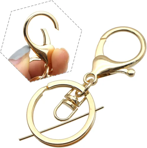 Miniatura 2 de 10 piezas de cierres giratorios de langosta con cadena de extensión, llavero de gancho para llavero para hacer joyas, encontrar llaveros