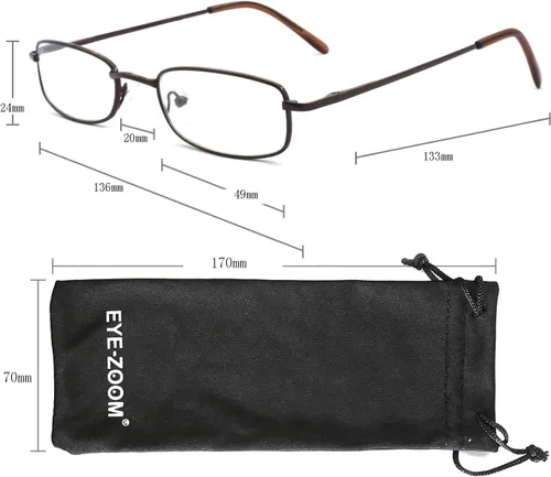 Miniatura 4 de 5 pares de lentes de lectura rectangulares de metal para hombres y mujeres, multicolor café