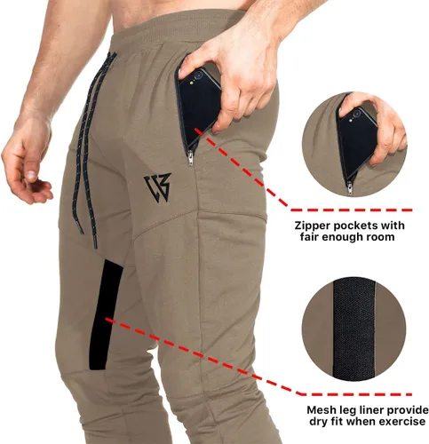 Miniatura 2 de ZENWILL Pantalones de entrenamiento cónicos para hombre, pantalones deportivos de entrenamiento ajustados con bolsillos con cremallera