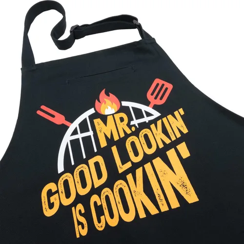 Mr Good Lookin - Delantal de cocina, delantal de cocina para hombres, regalo ideal de Navidad o día del padre, juego de regalo o delantal solo