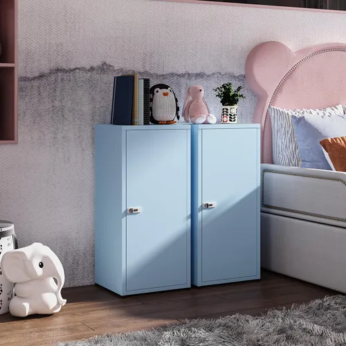Miniatura 7 de MIOCASA Armario de almacenamiento de metal con cerradura y estantes, gabinete con cerradura de una sola puerta para dormitorio, escuela, jardín