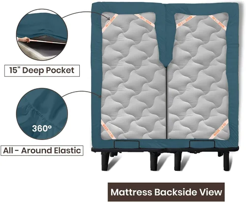 Miniatura 5 de SGI bedding Juego de sábanas de microfibra ajustable de 28 pulgadas con parte superior flexible de cabeza dividida, ultra suave, refrescante