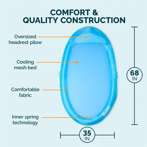 Miniatura 3 de SwimWays Spring Float Premium Hamaca Flotante para Piscina, Flotadores de Piscina Inflables para Adultos con Inflado Rápido para Edades de 15 años