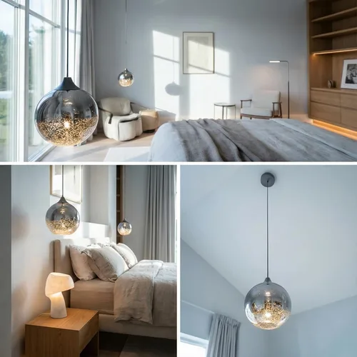 Miniatura 3 de ziidoo Lámpara colgante moderna de globo, cielo nocturno celestial, esfera de vidrio, lámpara colgante ajustable para isla de cocina, dormitorio