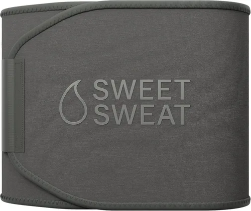 Sports Research Sweet Sweat - Faja reductora de cintura de la serie Core; banda de fitness de sudoración premium para mujeres y hombres Gris mate