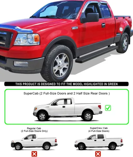 Miniatura 2 de iBoard - Estribos para Ford F150 2004 a 2008 Super Cab (Excl. Heritage), 6 pulgadas, Negro
