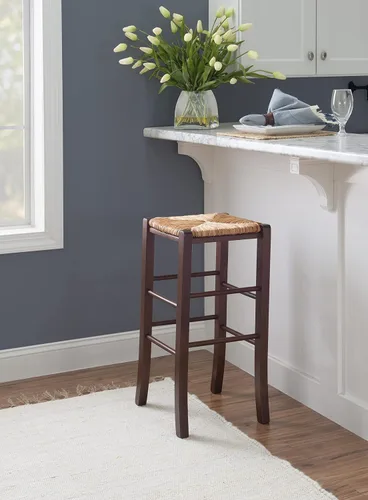 Miniatura 7 de Linon Asiento de hierba marina tejida natural, juego de 2 taburetes Augustus sin espalda, altura de barra